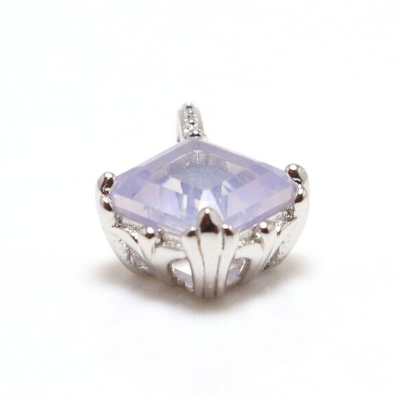 925 Sterling Silver Diamond Moonstone Necklace, Blue Moonstone Drop Necklace - Picture 5 of 10